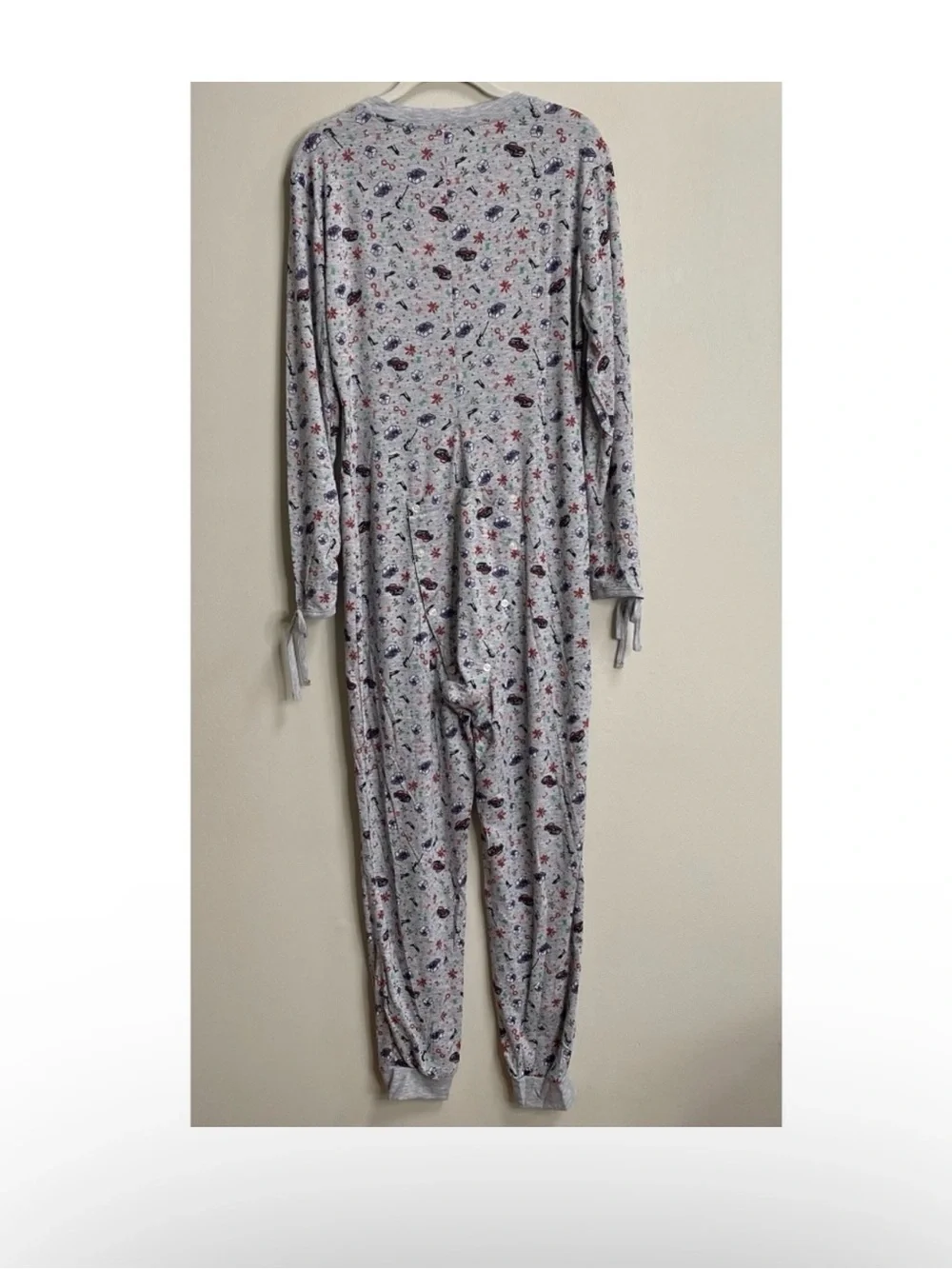 Savage X Fenty Heather Gray Floral Button-Front Pajama Jumpsuit